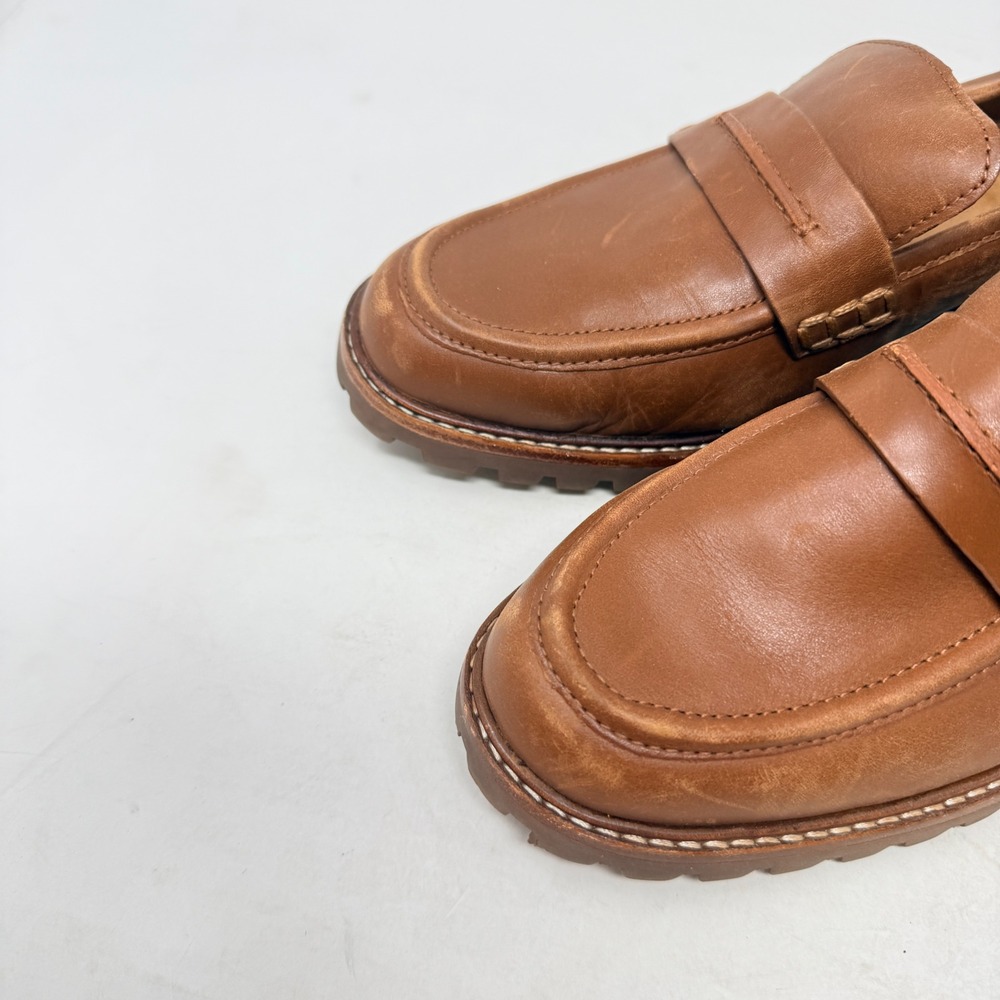 Madewell The Bradley Loafer English Saddle Brown Leather 8.5 Lug Sole Penny - Picture 2 of 9